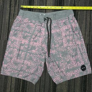 Used RVCA Men's Board Shorts Grey/Pink Size 31